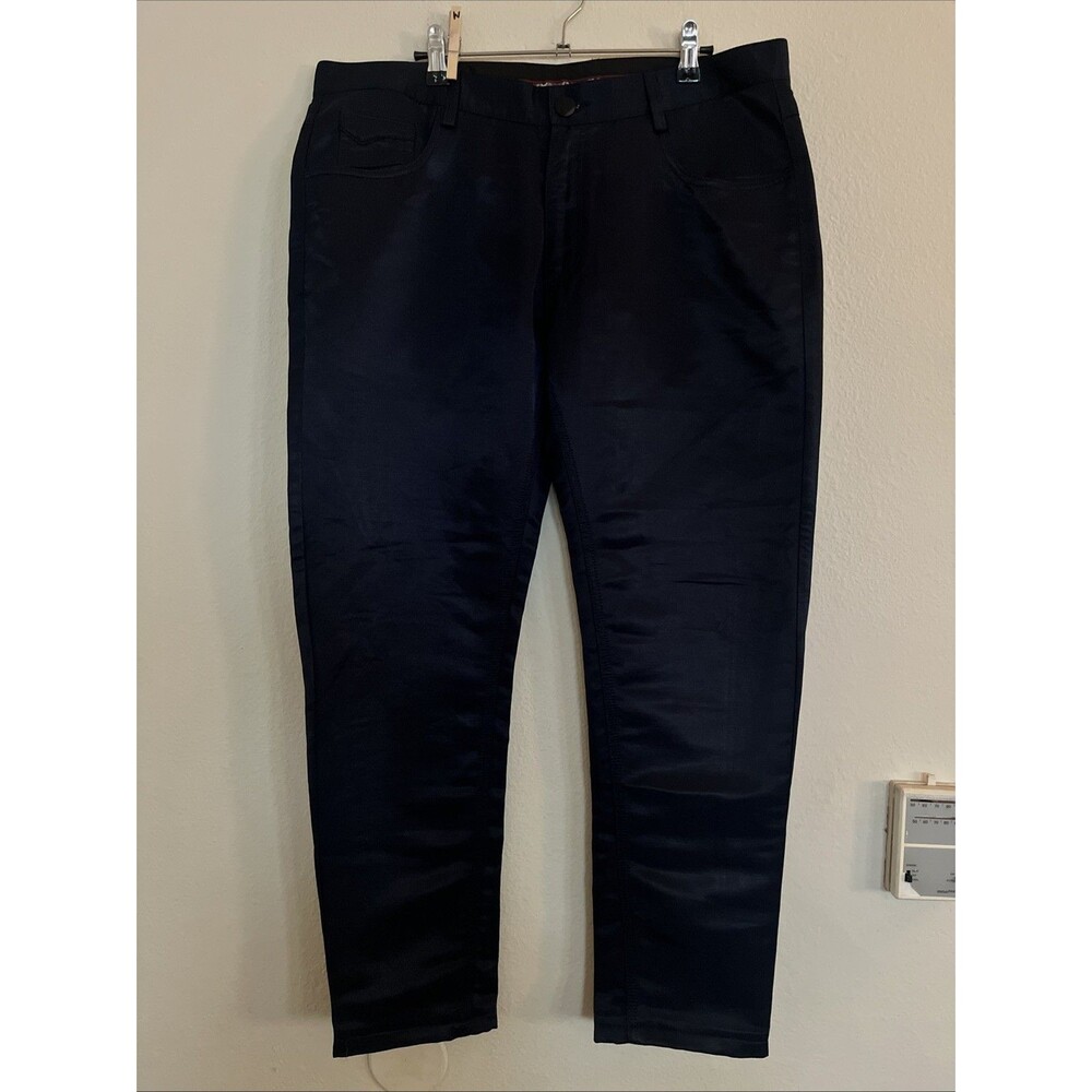 Barabas Handcrafted Satin Shiny Navy Blue Dress Slacks Pants Men’s 36x 27